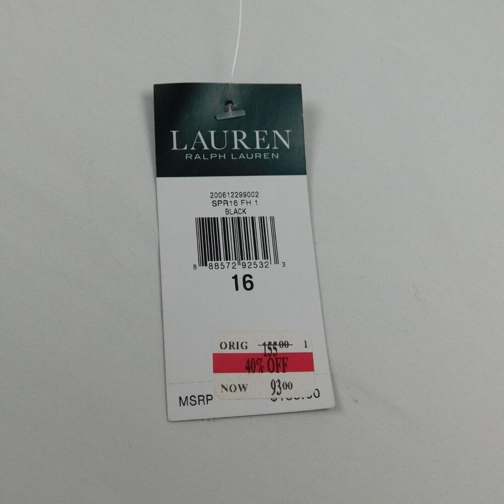 Lauren By Ralph Lauren Women Solid Black Sleeveless V-Neck Shift Dress Size 16 - Picture 8 of 9